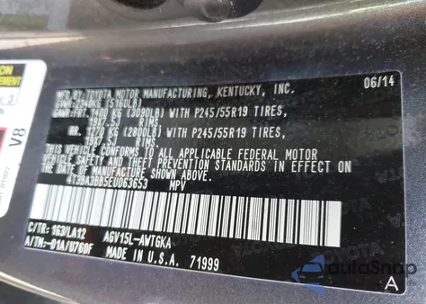 2014 Toyota Venza Xle из США, поврежденный, VIN 4T3BA3BB5EU063653